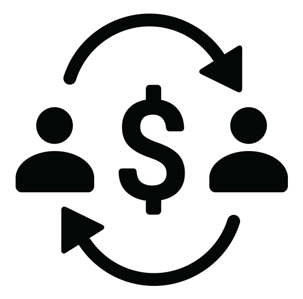 graphic showing people receiving and transfering money