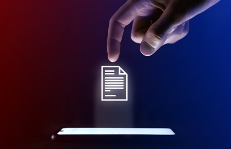 a finger hovering over a digital document