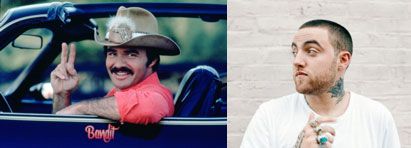 side by side of Burt Reynolds and Mac Miller