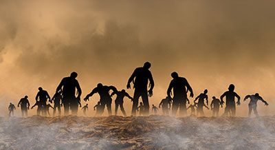 a graphic of zombies coming towards the viewer