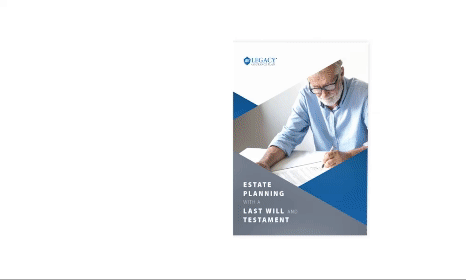 Booklet opening animation of our free requestable booklet 'Estate Planning with a Last Will and Testament'