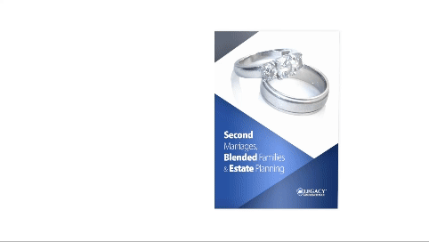 Booklet opening animation of our free requestable booklet 'Second Marriages, Blended Families and Estate Planning'