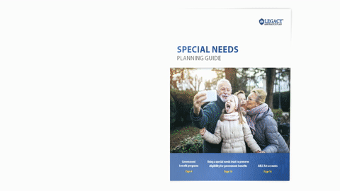 Booklet opening animation of our free requestable booklet 'Special Needs Planning Guide'