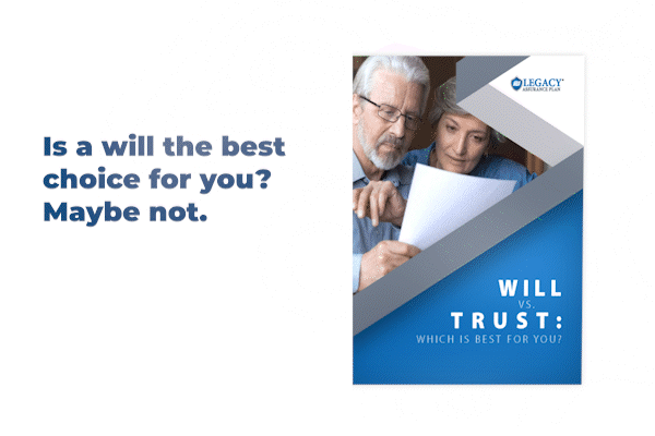 Booklet opening animation of our free requestable booklet 'Will vs. Trust: Which is Best for You?'