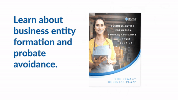 Booklet opening animation of our free requestable booklet 'Business Entity Formation, Probate Avoidance and Trust Funding'