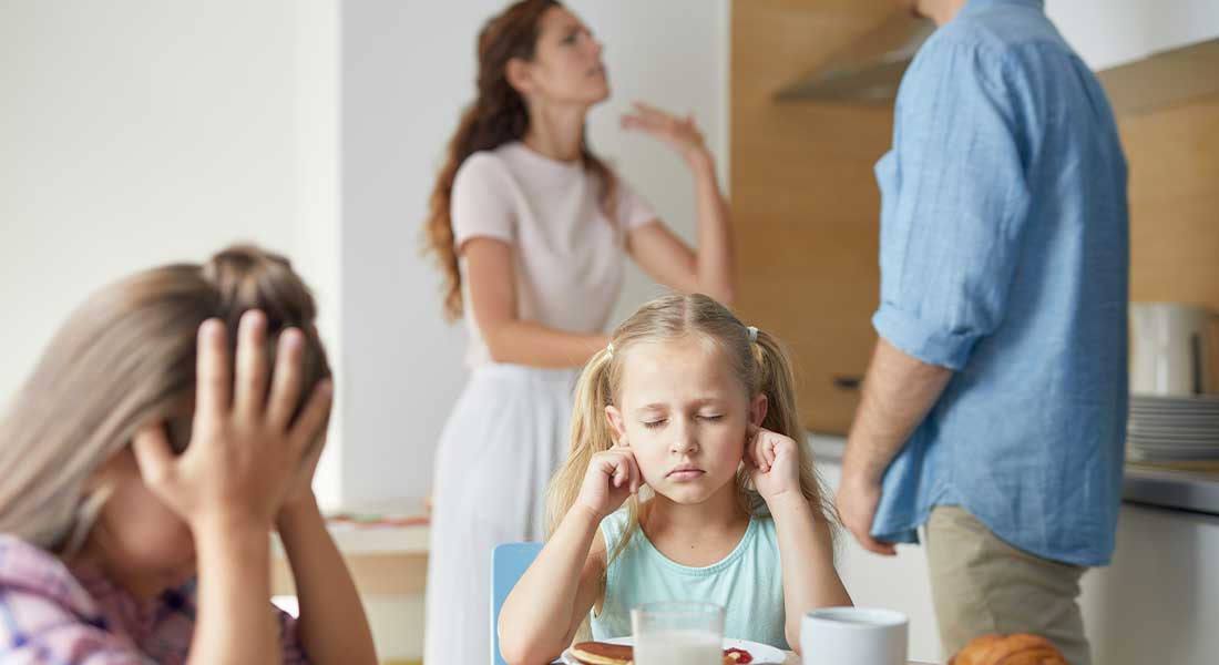 Parents of a blended family arguing in front of stepchildren about diminished inheritances due to intestacy laws