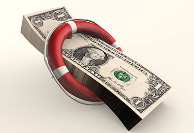 money sitting inside a flotation ring