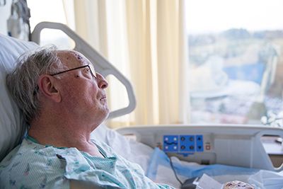 a male senior stuck in the hospital