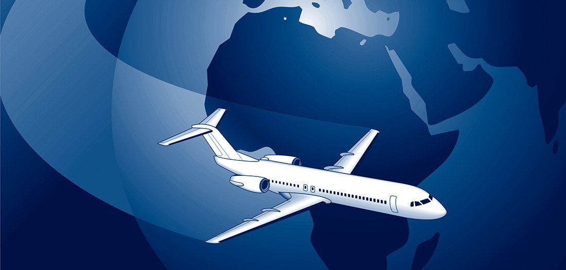 Estate Plan - Graphic showing an airplane flying in front of the globe