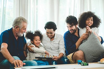 Senior man with his children and grand children