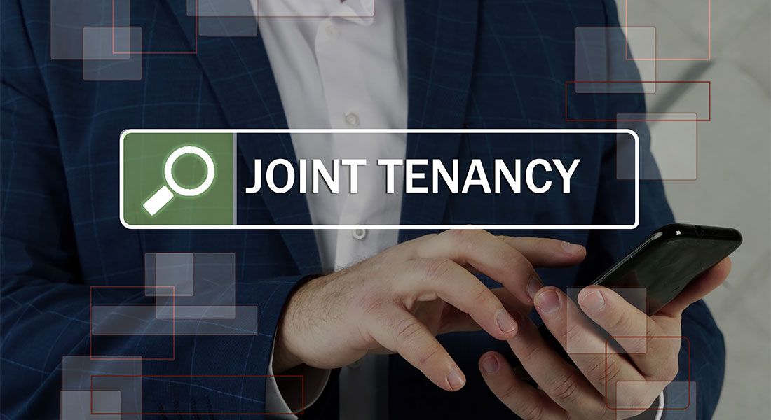 Man searching joint tenancy on his cell phone