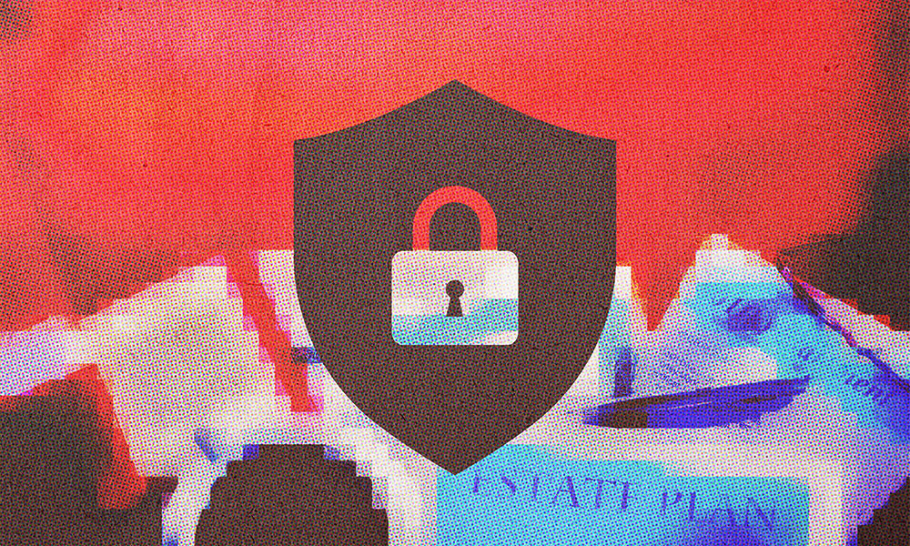image of a shield with a lock on the center of it