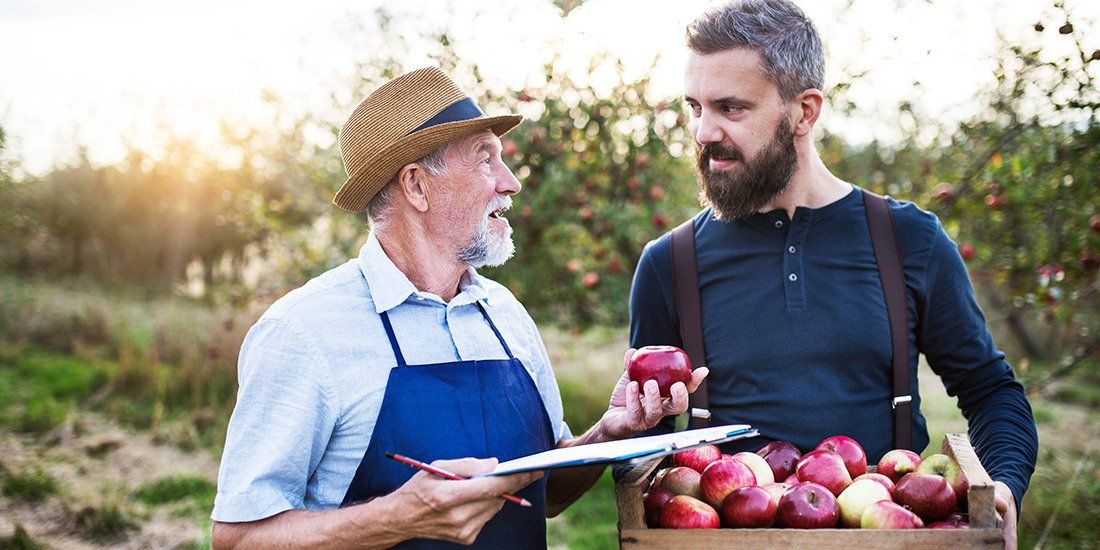 Father and son working together in a family business