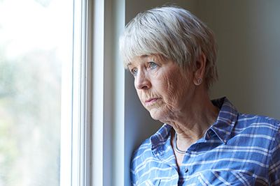 Worried senior woman
