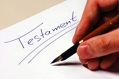 Testament written on a piece of paper