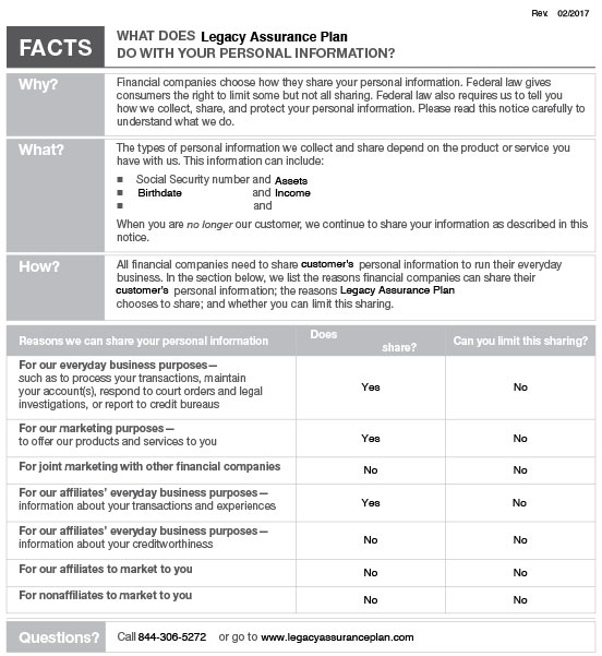 Privacy notice page 1