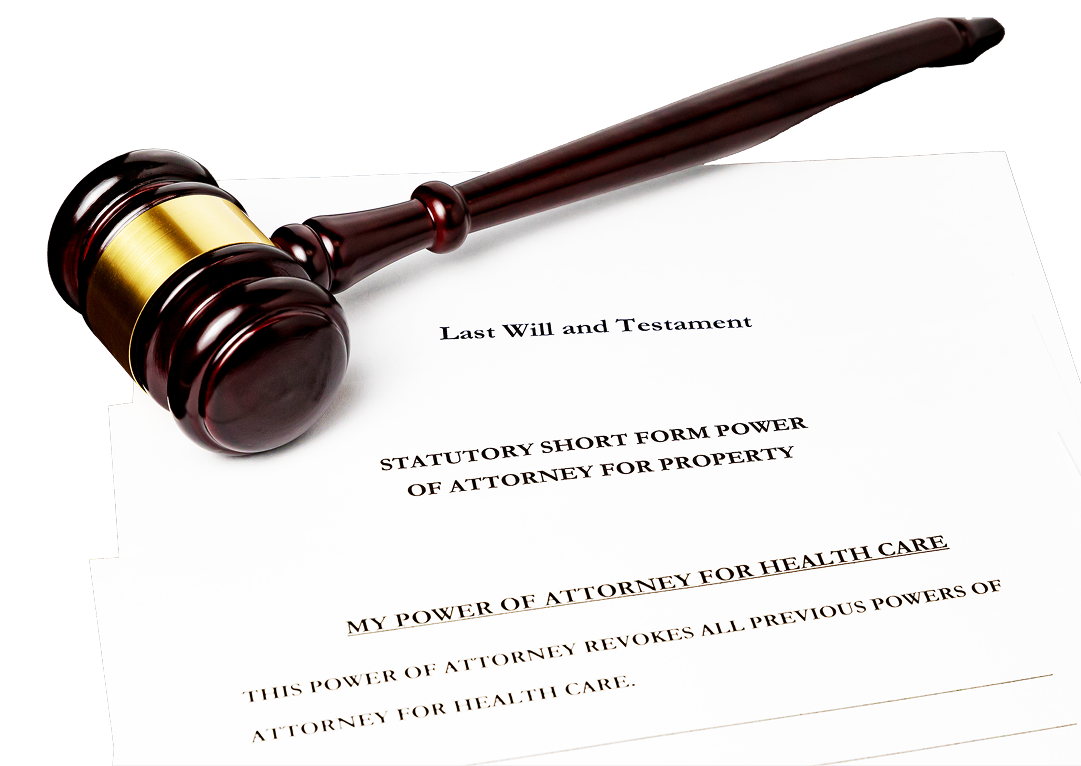 gavel with estate planning documents